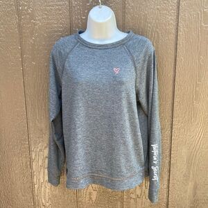 women’s size XS VICTORIA’S SECRET SPORT Grey Long Sleeve keyhole Open Back